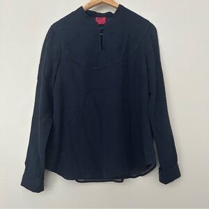 Juliette Longuet 100% silk navy blouse L